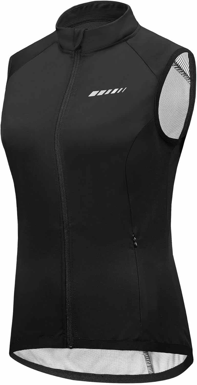 qualidyne Women's Windproof Cycling Vest, Full-Zip Winter Sleeveless Bike Jacket with Zip Pockets - Image 1